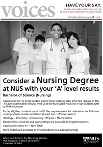 Poster on Nursing Degree at NUS